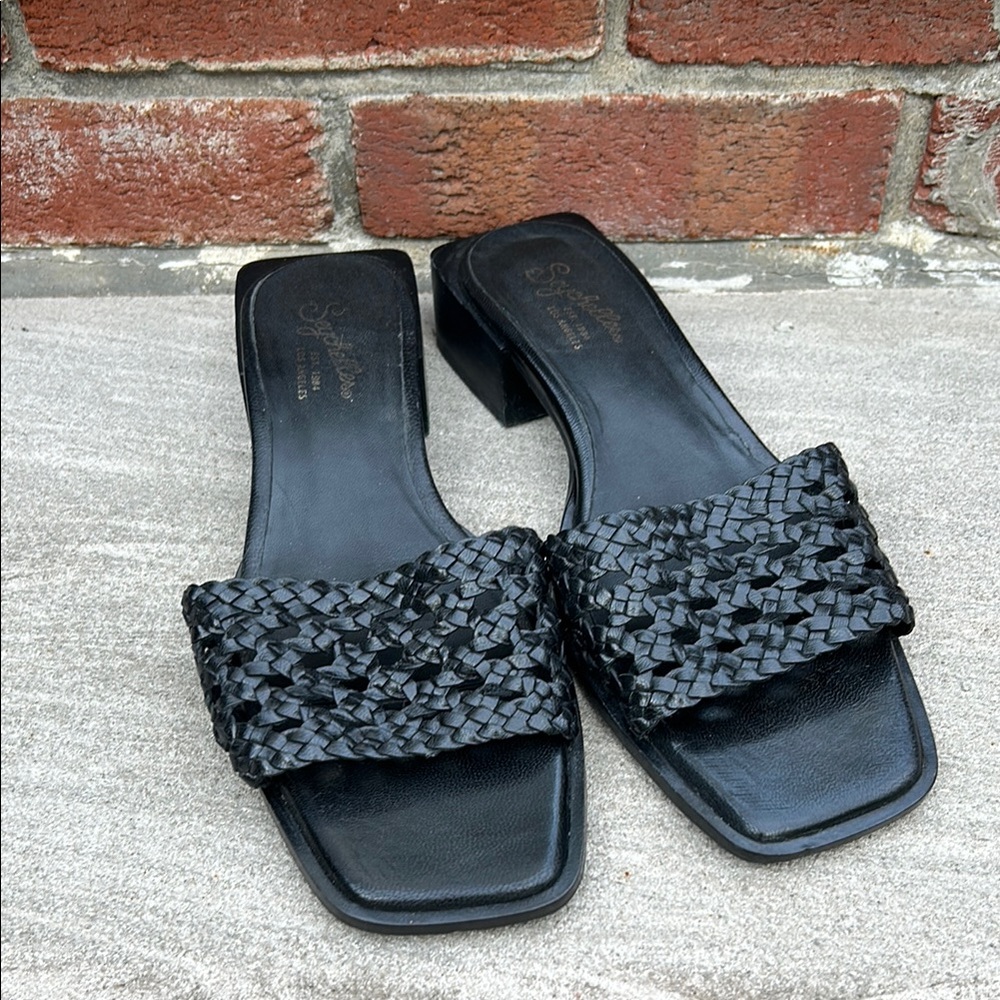 Seychelles Black Woven Sandals